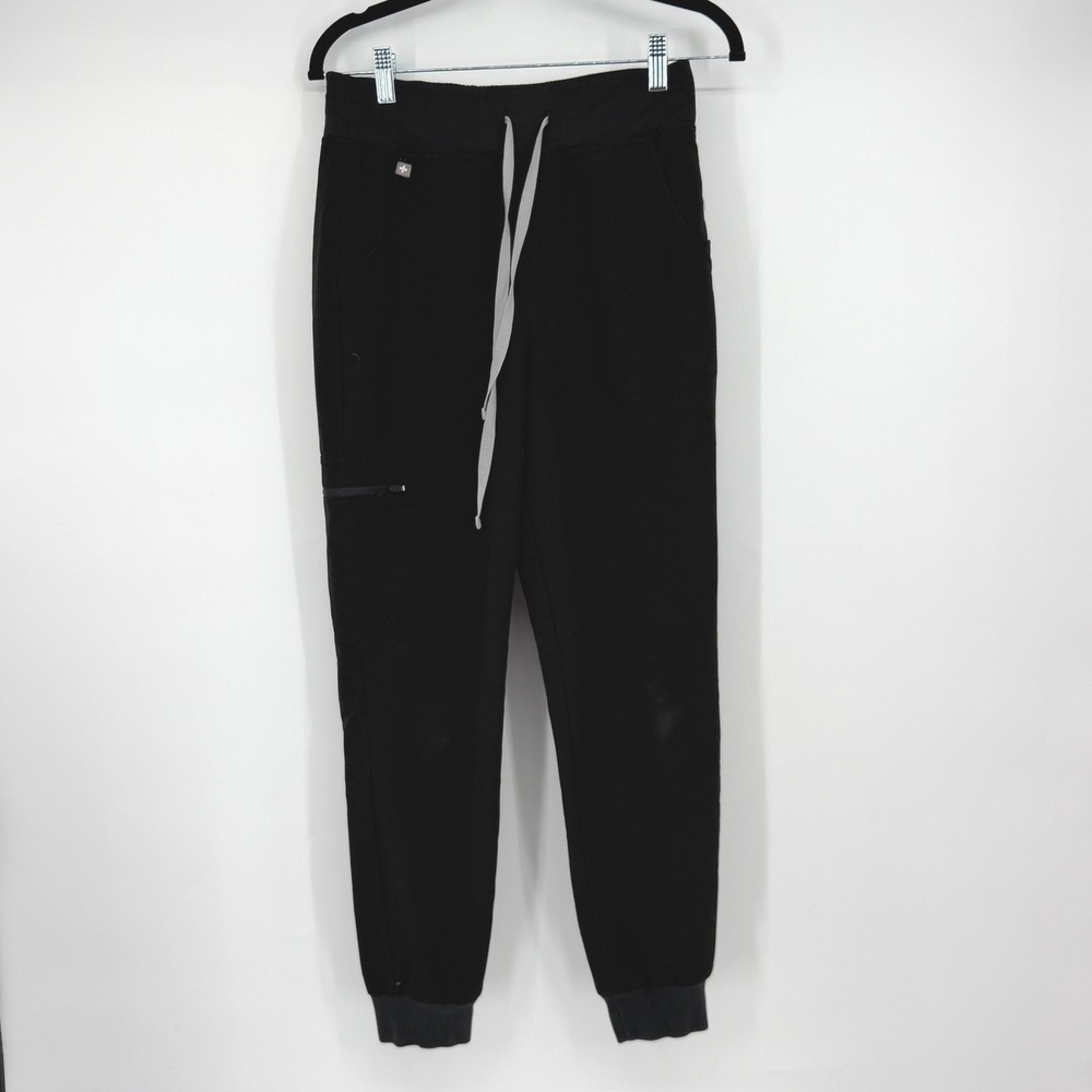 Figs Technical Collection Black Jogger Scrub Pants Womens S Petite Medical